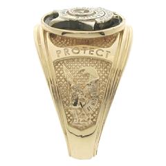 Custom Chicago Police Officer badge ring with black enamel background and side panels.