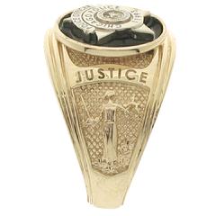 Custom Chicago Police Officer badge ring with black enamel background and side panels.