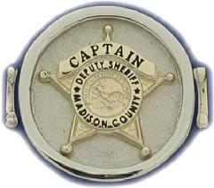 10K YELLOW AND WHITE GOLD MADISON COUNTY (IL) SHERIFF'S CAPTAIN BADGE RING. AVAILABLE WITH ANY BADGE CENTER