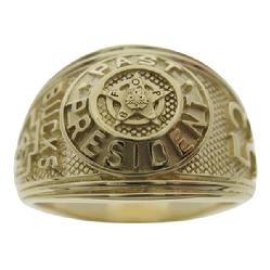 Custom Bucks County, Pennsylvania FOP Past President's ring shown in 10k yellow gold.